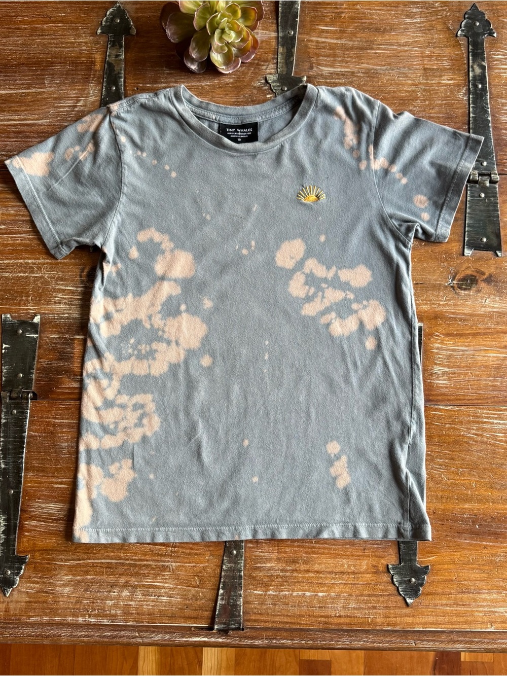 Grey Bleach-Pattern Kids Tee with Sun Patch by Tiny Whales